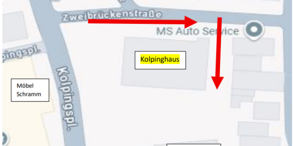 Kolping Zufahrt geändert