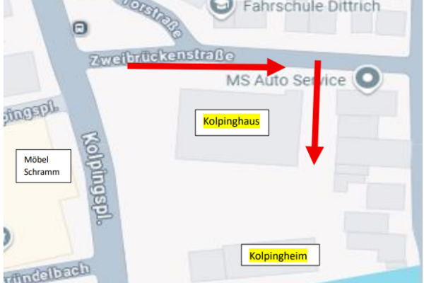 Kolping Zufahrt geändert